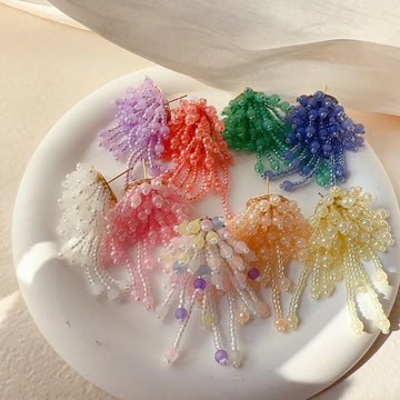 DAIIIBABYYY  -  Boho Colorful Jelly Bean Tassel Stud Earrings